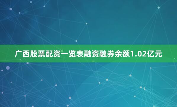 广西股票配资一览表融资融券余额1.02亿元